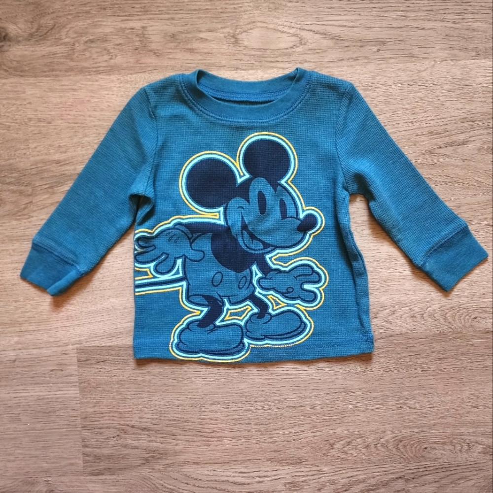 Jumping Beans Disney Boy's Micky Mouse Long Sleeve Waffle Crewneck Tee Size 12M